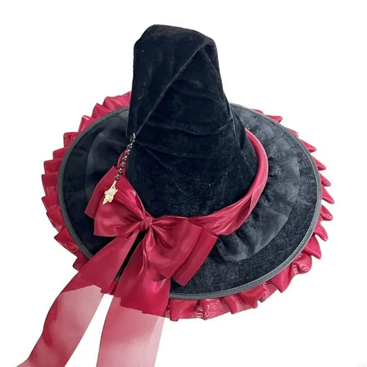 270D Bowknot Wizard Hat Halloween Witch Hat Halloween Cosplay Costume Witch Hat Party Wizard Hat Stage Performances Props