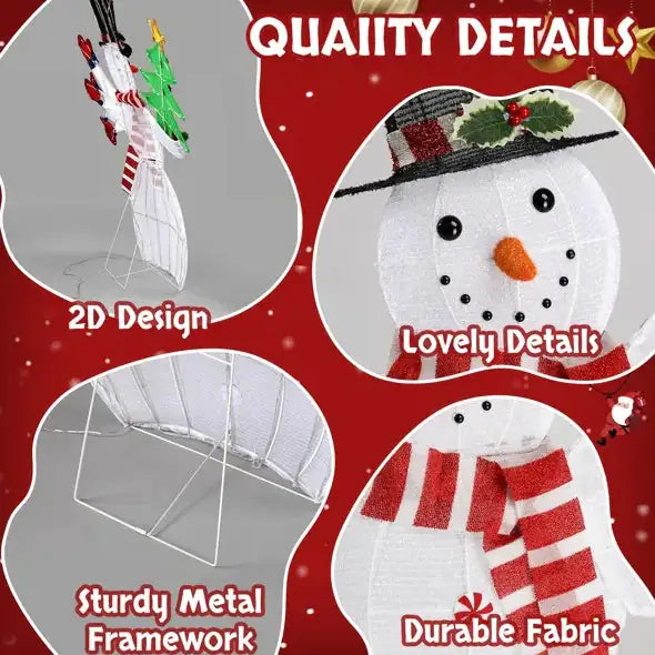 Lighted Snowman Christmas Yard Decorations, Pre-lit 2D Lighted Holiday Displays