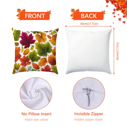 45*45cm Autumn Cushion Cover Halloween Throw Pillow Cover Autumn Maple Fall Decorative Soft Plush Pillowcase for Couch Pillow