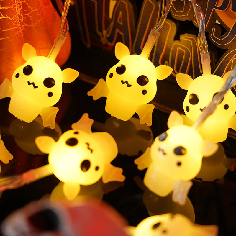 Halloween Lantern String Pumpkin Ghost Bat Skull Drop Sculpture New Ghost Festival LED Decorative Lantern String