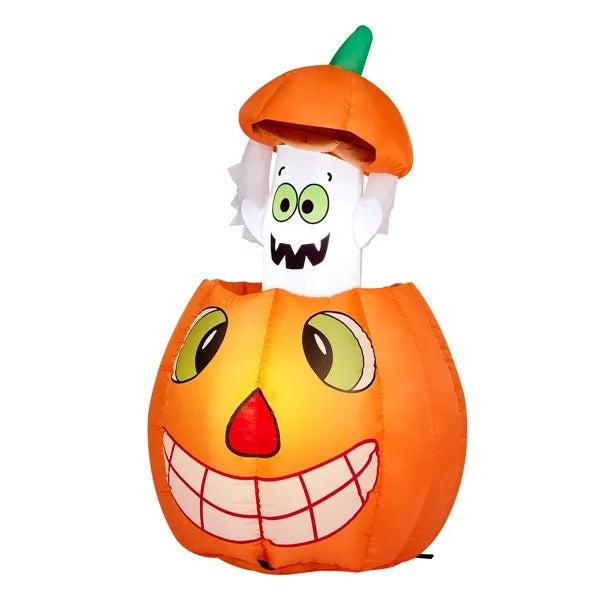 2.8 FT Halloween Inflatables Animated Pumpkin Ghost, Outdoor Decorations Blow Up Yard Decor With Built-in LEDs For Lawn Decor