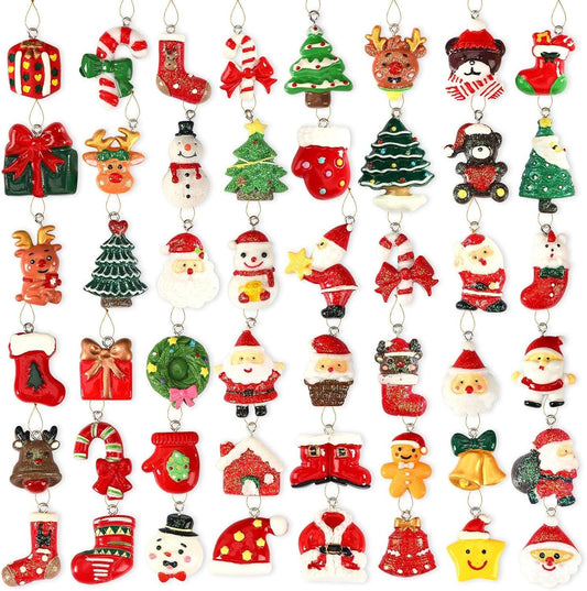 36PCS Mini Resin Christmas Ornaments Tiny Christmas Hanging Ornaments For Tree Xmas Miniatures Figurines Charms With String Resin Hanging Pendants For Holiday Party-Cannot Be Listed On Amazon Platform