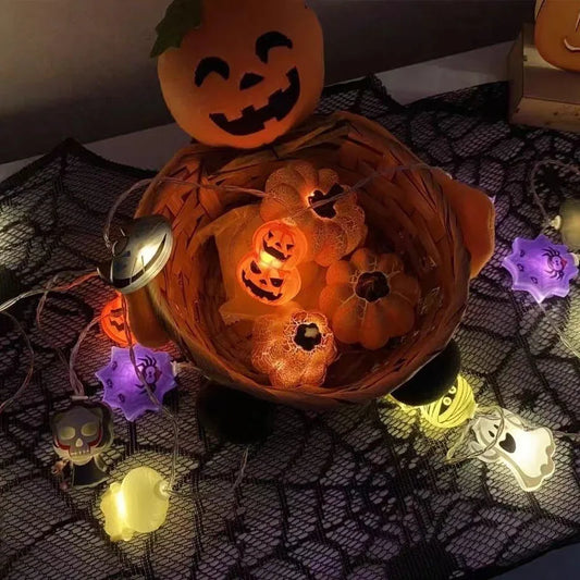 2025 New Halloween LED Lights Spider Demon Pumpkin Lantern Ambient Theme Party Halloween String Decoration Light String Hot Sale