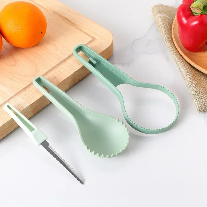 3-in-1 Melon Separator Pumpkin Carver Water Fruit Extractor Flesh Carving Tool Fruit Heart Scooper Halloween Props