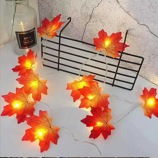 Halloween Pumpkin Maple Leaf String Lights Garland Fairy String Light Fall Decor for Home Halloween Party Thanksgiving Decora