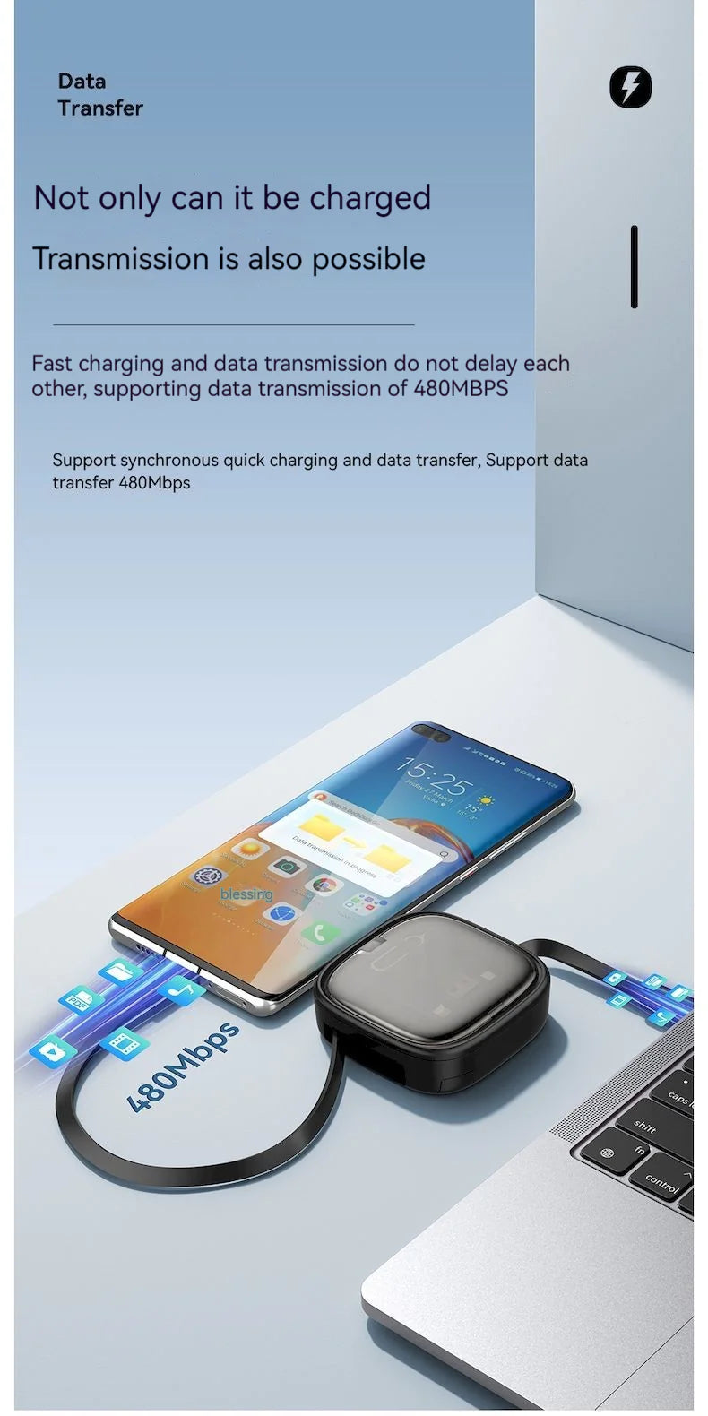 60W Fast Charging Multi-Function Data Cable Storage Box