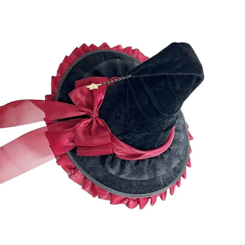 270D Bowknot Wizard Hat Halloween Witch Hat Halloween Cosplay Costume Witch Hat Party Wizard Hat Stage Performances Props