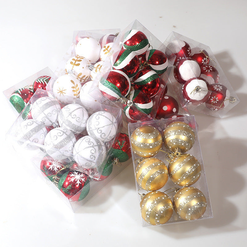 Painted 6cm Christmas Ball Decorations Arrangement Props Christmas Tree Ornaments