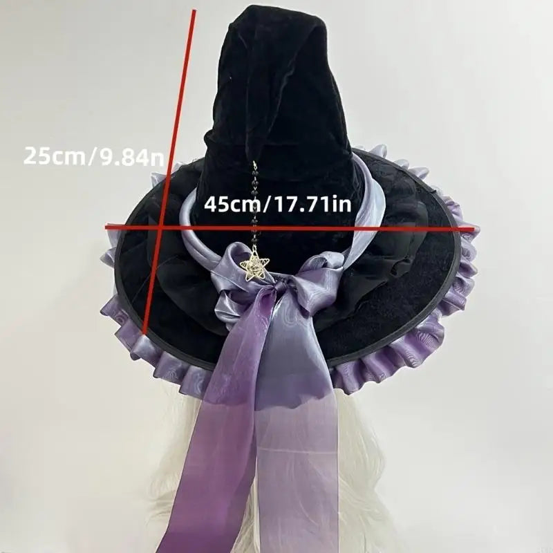 270D Bowknot Wizard Hat Halloween Witch Hat Halloween Cosplay Costume Witch Hat Party Wizard Hat Stage Performances Props