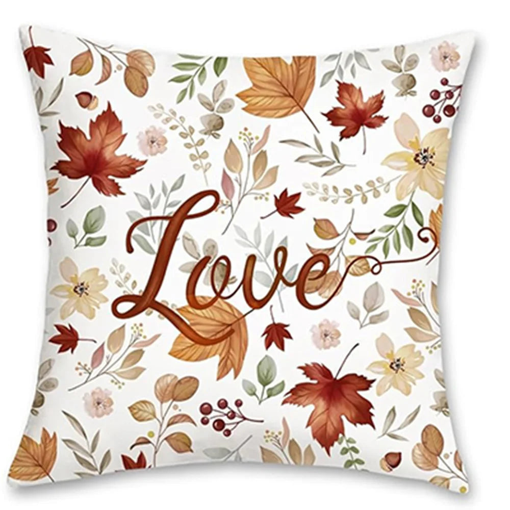 Autumn Harvest Pillow Covers Set: Home, Love & Fall Wildlife Vibes,Sofa cushion cover, home room decoration