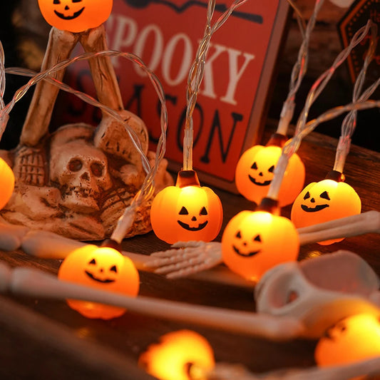 Halloween Lantern String Pumpkin Ghost Bat Skull Drop Sculpture New Ghost Festival LED Decorative Lantern String