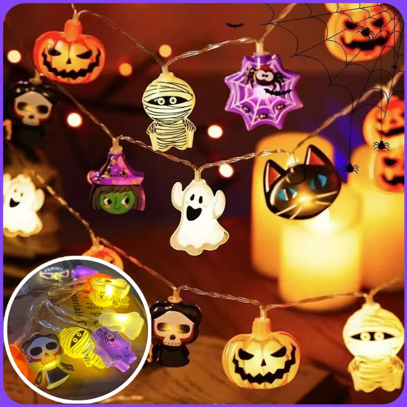 2025 New Halloween LED Lights Spider Demon Pumpkin Lantern Ambient Theme Party Halloween String Decoration Light String Hot Sale