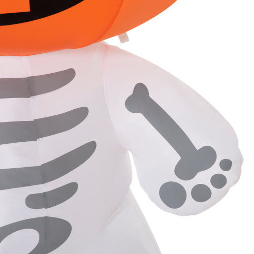 6ft Halloween Inflatables Outdoor Decorations, Smiling Skeleton Ghost with Pumpkin Head, Blow Up LED Yard Decor