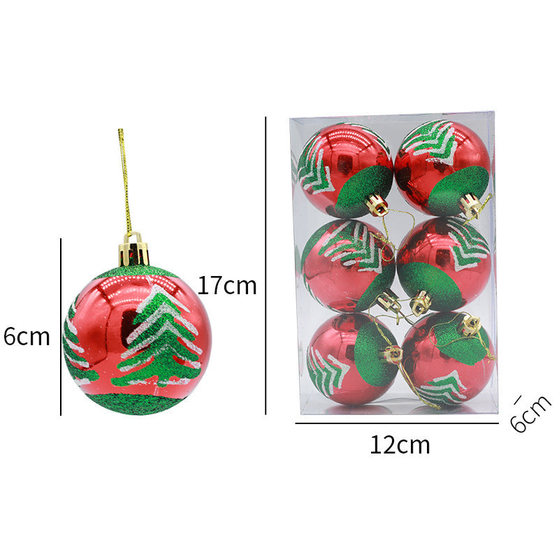 Painted 6cm Christmas Ball Decorations Arrangement Props Christmas Tree Ornaments