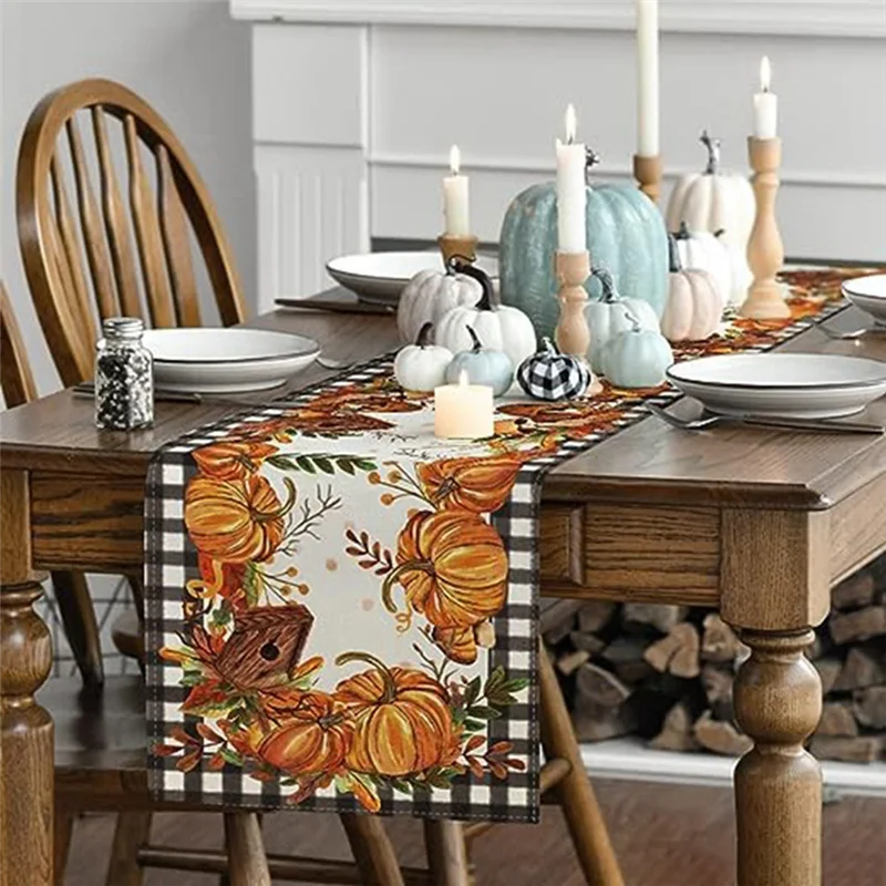 A23I-Fall Thanksgiving Tablecloth Table Runner Table Decoration Party Autumn Harvest Style High Guality Easy To Use