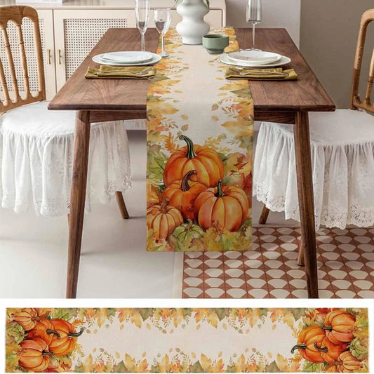 Fall Harvest Pumpkin Maple Leaf Table Runners Dresser Scarves Table Decor Reusable Kitchen Dining Table Runner Party Decor