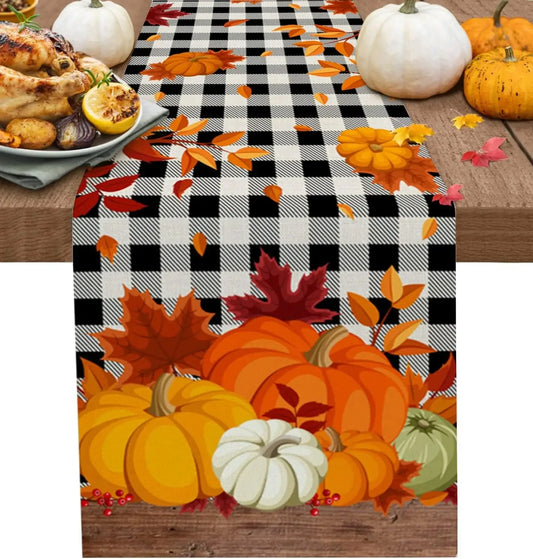 Fall Harvest Pumpkin Maple Leaves Table Runners Dresser Scarves Table Decor Reusable Dining Table Runners Party Decor