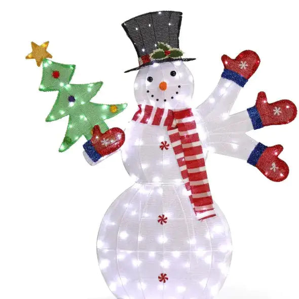 Lighted Snowman Christmas Yard Decorations, Pre-lit 2D Lighted Holiday Displays