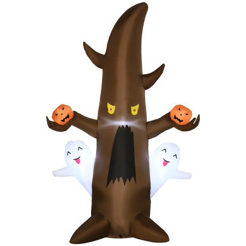 5 Halloween Inflatables Outdoor Decorations Ghost Tree With Pumpkins, Blow-Up LED Yard Decor