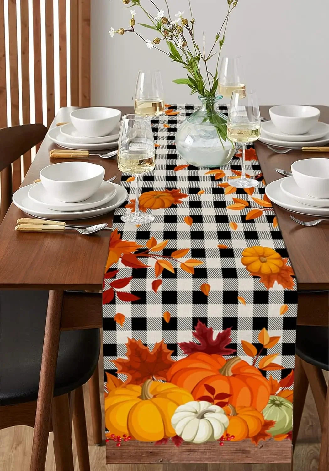 Fall Harvest Pumpkin Maple Leaves Table Runners Dresser Scarves Table Decor Reusable Dining Table Runners Party Decor