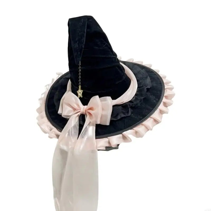 270D Bowknot Wizard Hat Halloween Witch Hat Halloween Cosplay Costume Witch Hat Party Wizard Hat Stage Performances Props