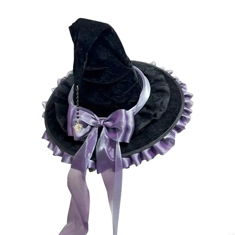 270D Bowknot Wizard Hat Halloween Witch Hat Halloween Cosplay Costume Witch Hat Party Wizard Hat Stage Performances Props
