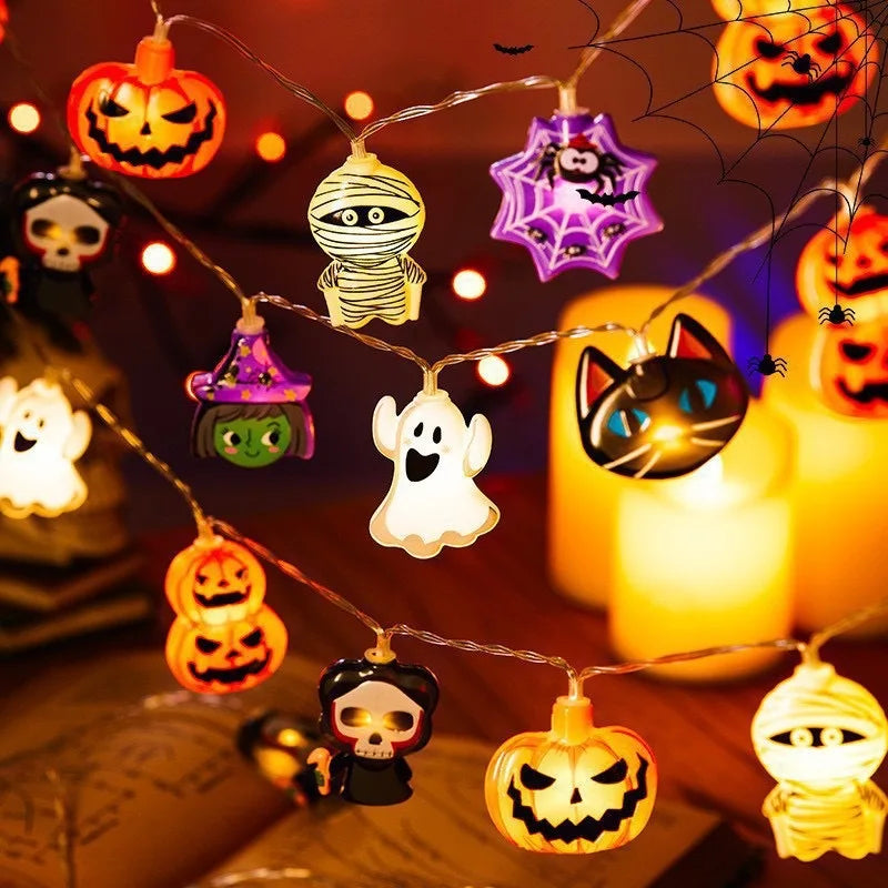2025 New Halloween LED Lights Spider Demon Pumpkin Lantern Ambient Theme Party Halloween String Decoration Light String Hot Sale