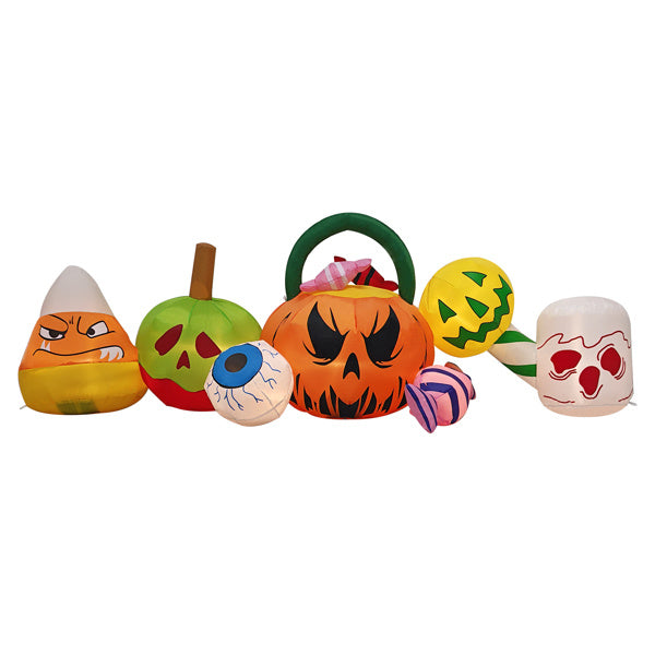 8FT Long Halloween Inflatables Pumpkins Eyeball Candy Outdoor Decorations, Blow Up Yard Decoration With Built-in LEDs