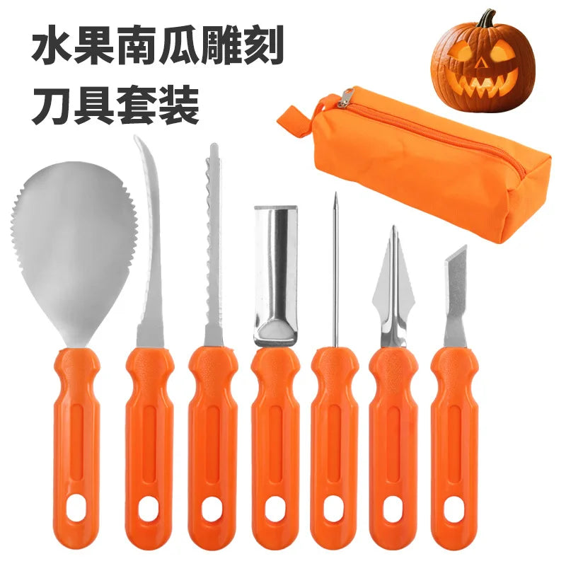 Pumpkin Carving Tools Kit Halloween - 7 PCS Professional Pumpkin Carving Set  - 12 PCS Stainless Steel Carving Tools Halloween