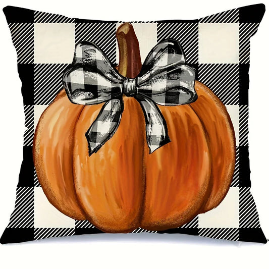 Home Decor Thankful Blessed Gnome & Fall Pumpkins Pillow Pattern Cushion Cover Suitable For Sofa Bedroom Car Pillow Cover