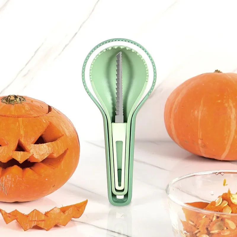 3-in-1 Melon Separator Pumpkin Carver Water Fruit Extractor Flesh Carving Tool Fruit Heart Scooper Halloween Props