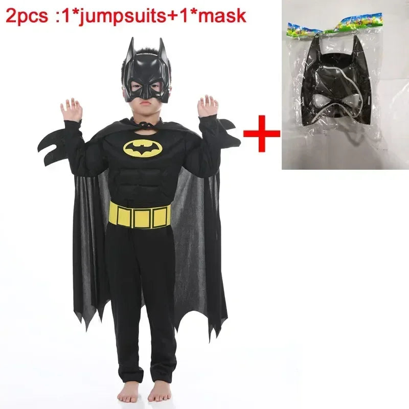Kinderen Vampire Muscle Bat Man Costumes & Maskers Cape Boy Superheld Cosplay Halloween Maskerade Feest Kostuum