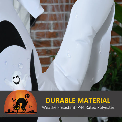 HOMCOM 5ft Halloween Inflatables Outdoor Decorations Ghost with Pumpkin, Outdoor Blow-Up Yard Decor with LED Lights