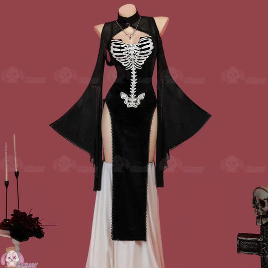 Skeleton Poem Dark Gothic Dress Cosplay Costume Uniform Halloween Carnival Party Christmas Play Role Clothes for Women Onlycos