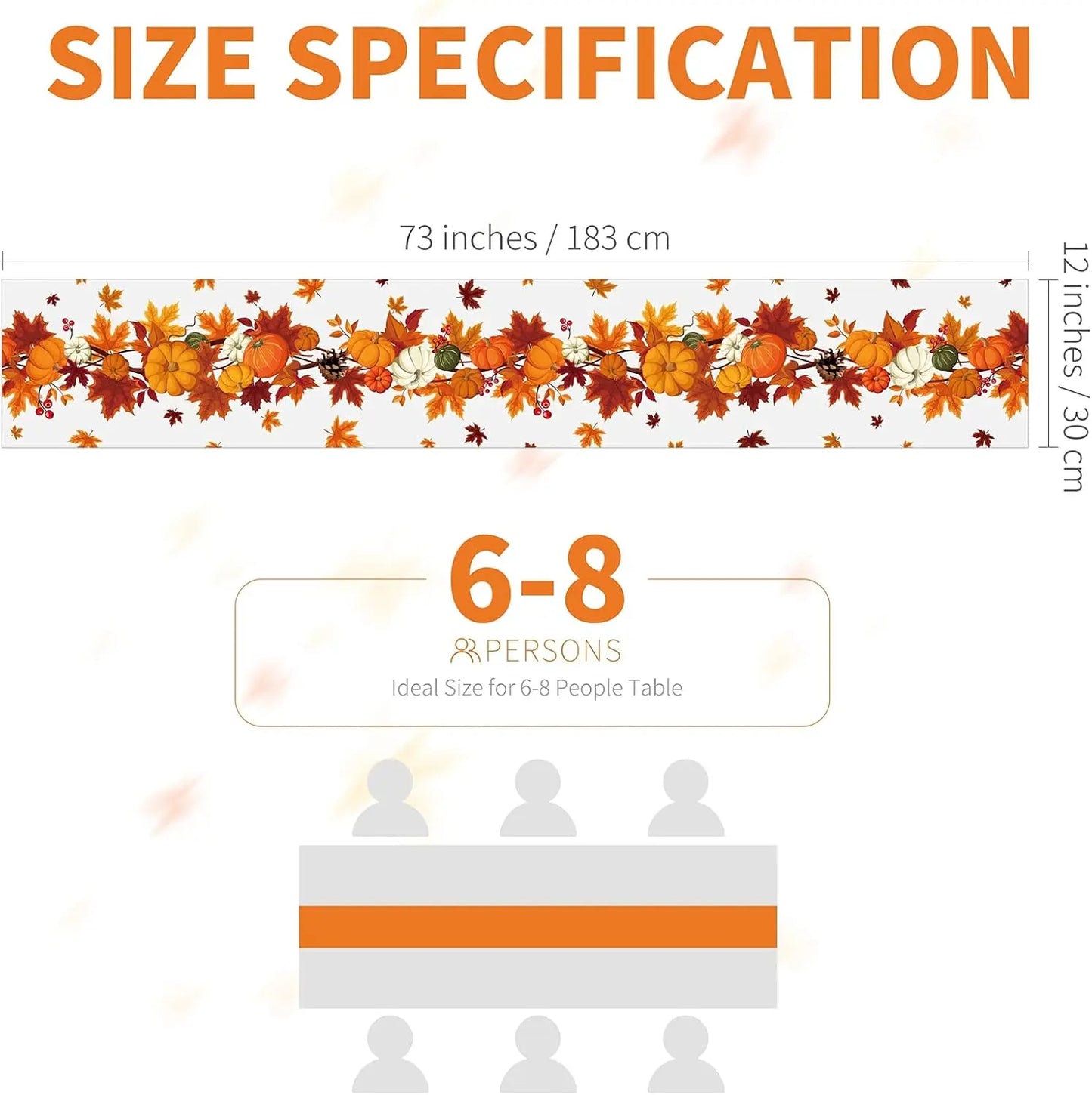 Fall Thanksgiving Pumpkins Linen Table Runner for Table Decoration Autumn Harvest Maple Leaves Table Runners Holiday Party Decor