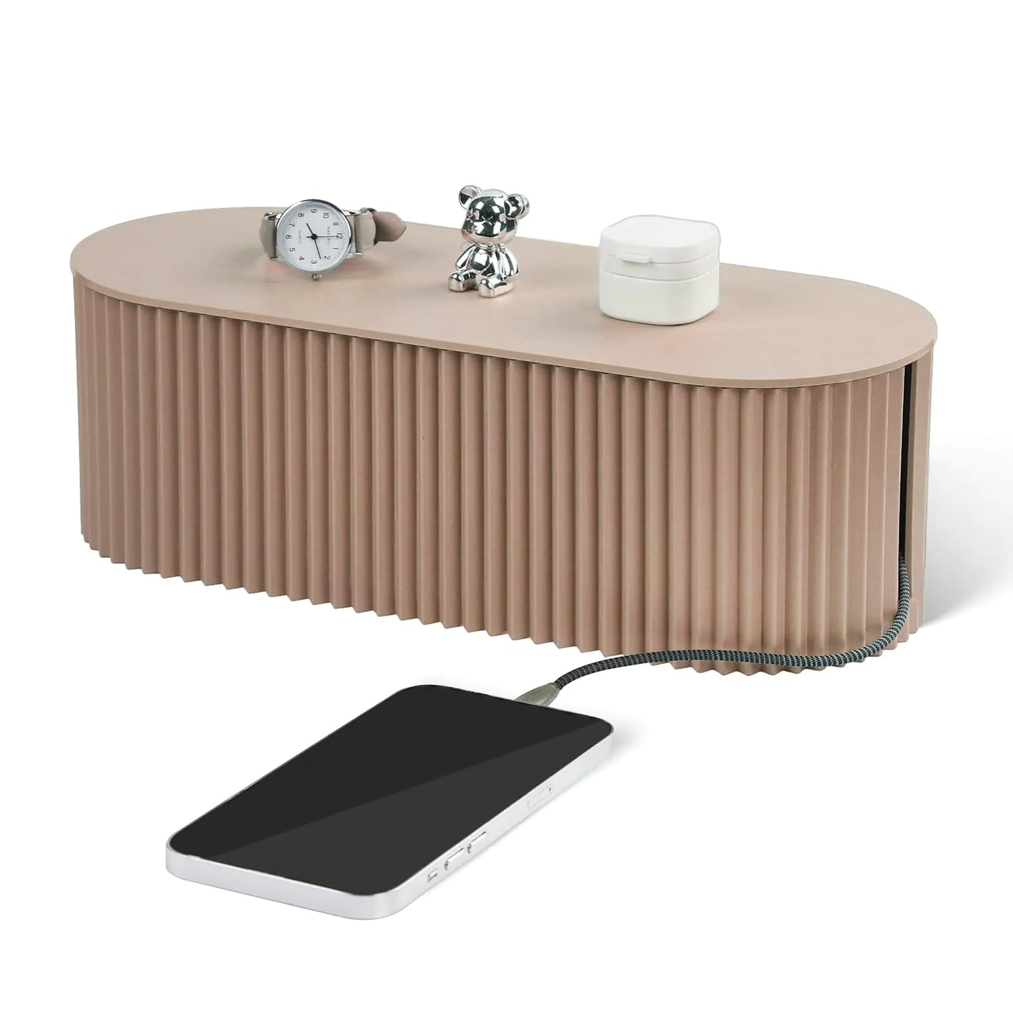 RAMFIYN Cable Management Box Large Cable Organizer Box for Power Strips Surge Protectors Chargers Adapters TV Computer Wires Cable Hider Organizer Box with Cable Ties,Clip Holders - Khaki