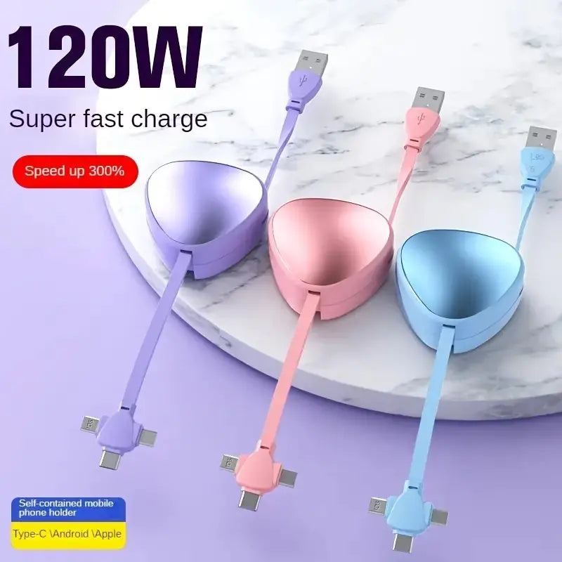 1pc Triangle Retractable 3-in-1 USB Charging Cable