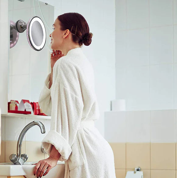 360-Degree Rotating LED Makeup Mirror with Suction Cup