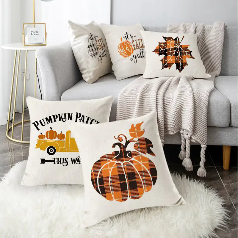 Thanksgiving Linen Plush Sofa Cushion Pillow