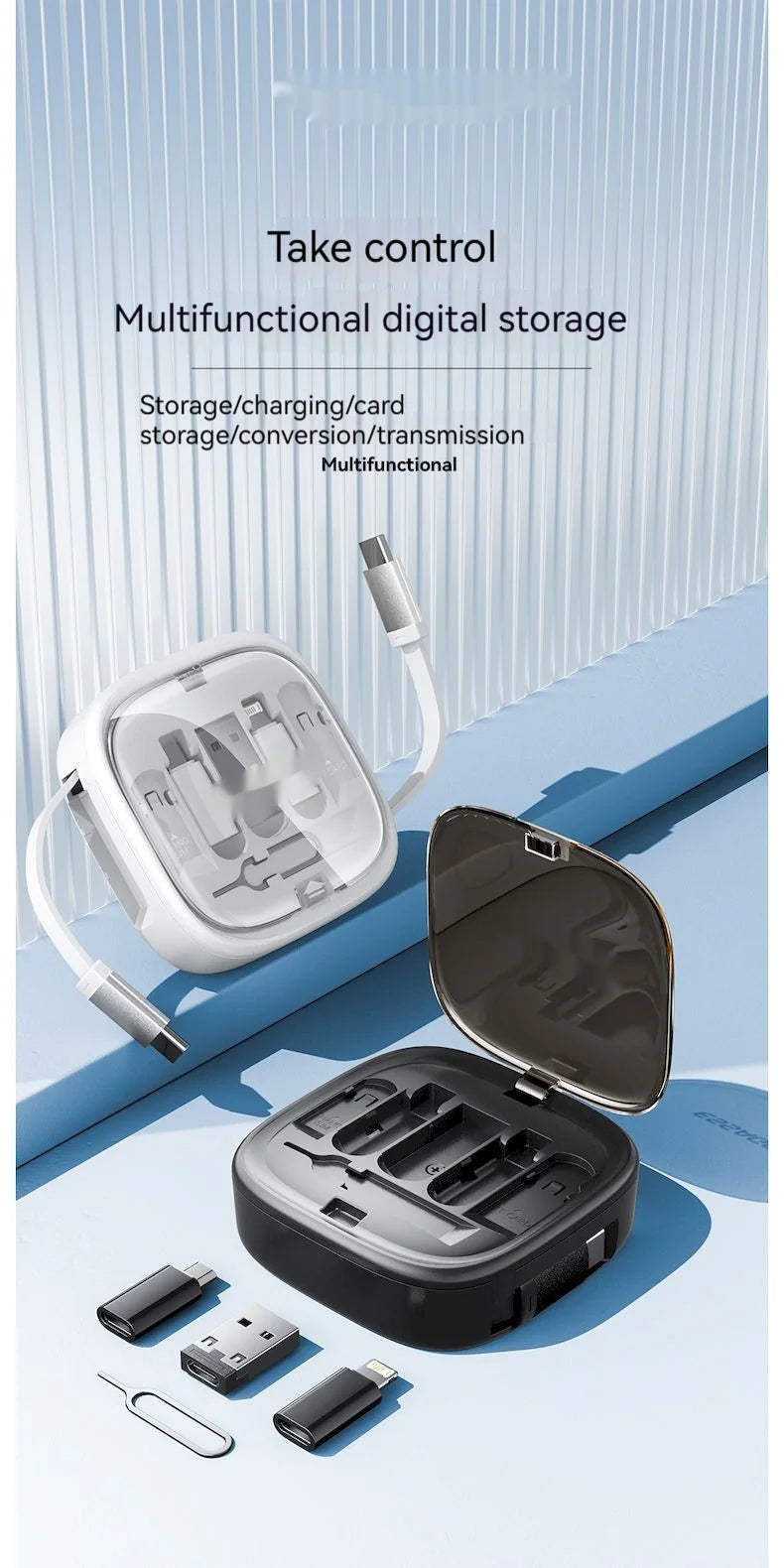 60W Fast Charging Multi-Function Data Cable Storage Box