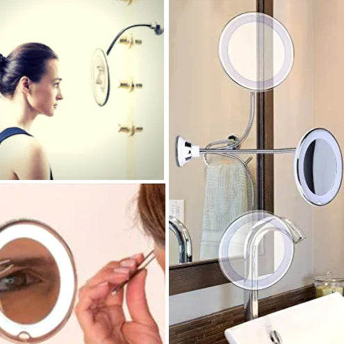 360-Degree Rotating LED Makeup Mirror with Suction Cup