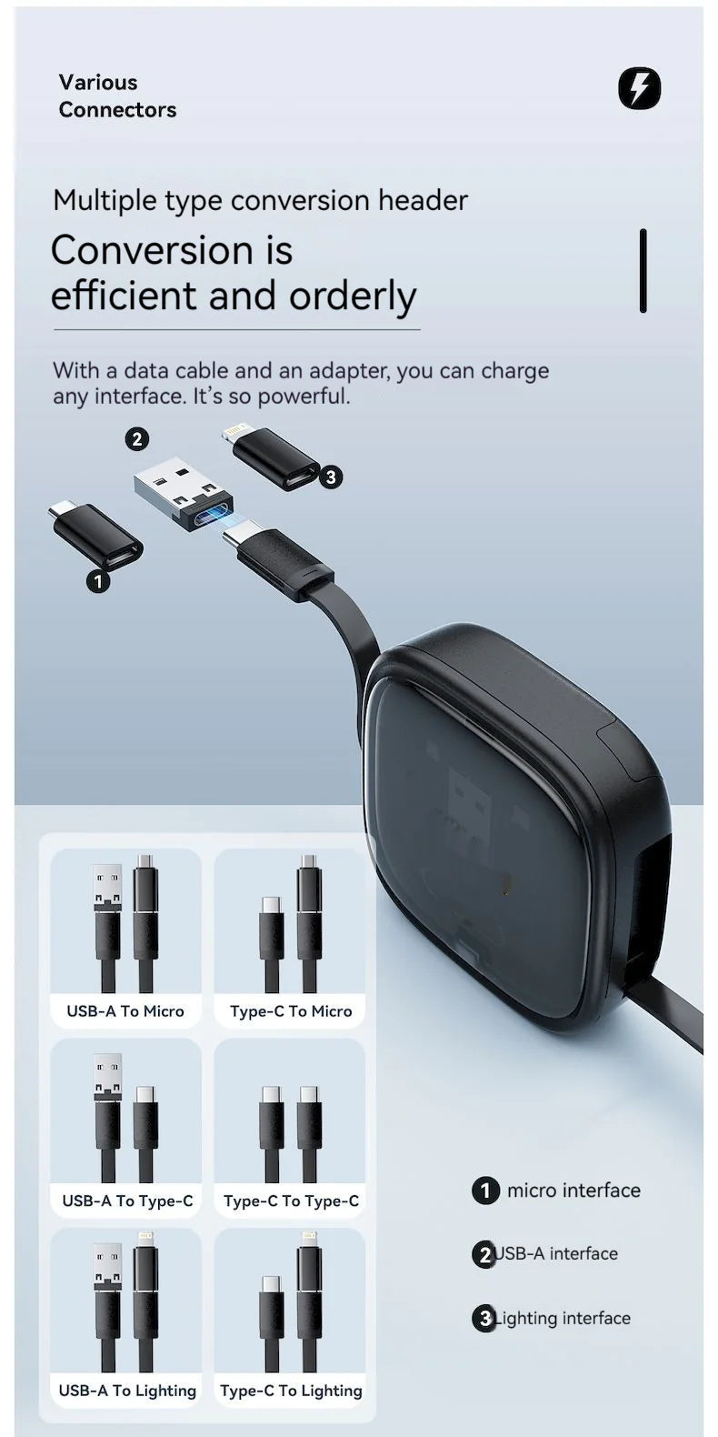 60W Fast Charging Multi-Function Data Cable Storage Box