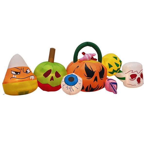 8FT Long Halloween Inflatables Pumpkins Eyeball Candy Outdoor Decorations, Blow Up Yard Decoration With Built-in LEDs