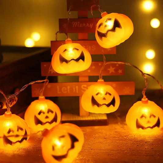 Pumpkin LED Light String Halloween Decoration Party Horror Halloween Lamp Props Outdoor Party Decor Colored Battery Light