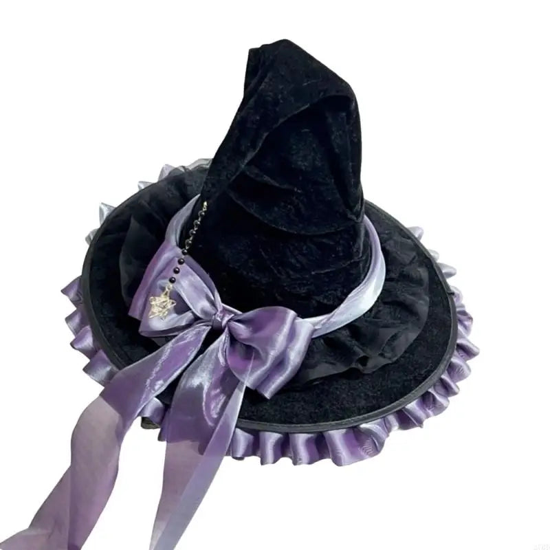 270D Bowknot Wizard Hat Halloween Witch Hat Halloween Cosplay Costume Witch Hat Party Wizard Hat Stage Performances Props