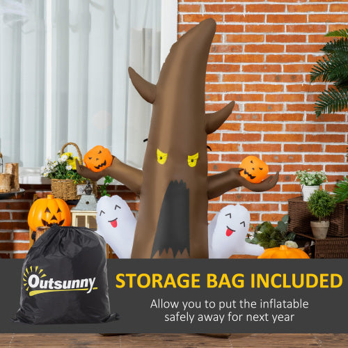 5 Halloween Inflatables Outdoor Decorations Ghost Tree With Pumpkins, Blow-Up LED Yard Decor