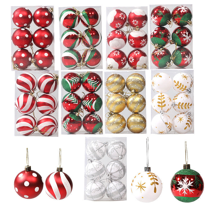 Painted 6cm Christmas Ball Decorations Arrangement Props Christmas Tree Ornaments