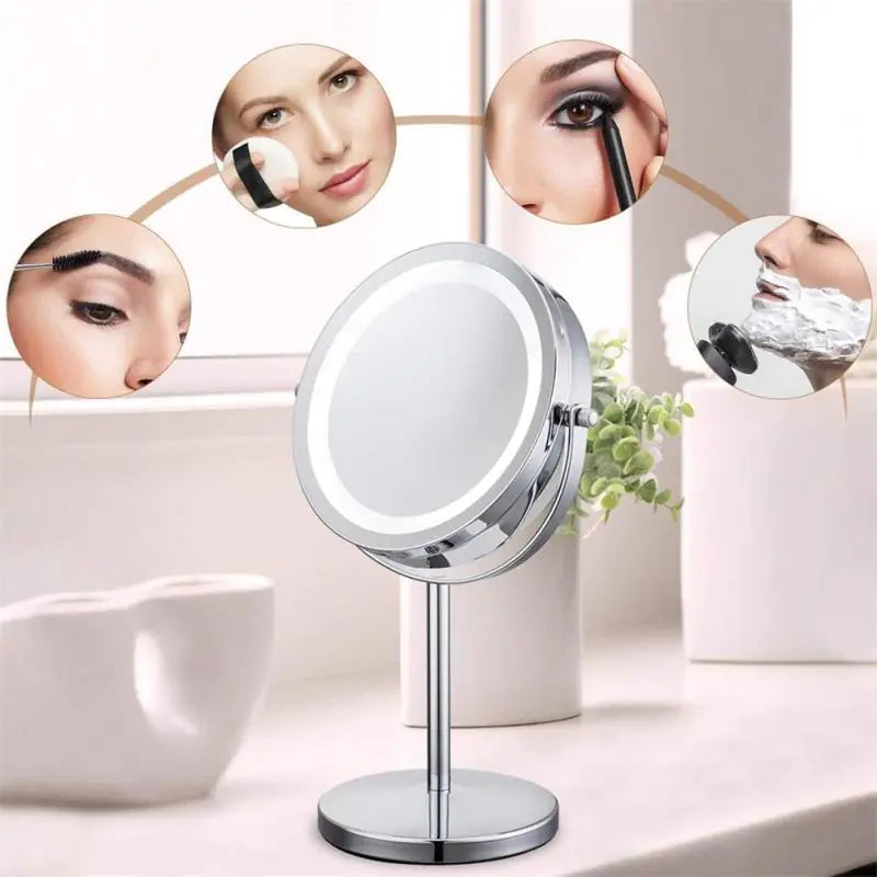LED Makeup Mirror with 360° Rotation and 10x Magnification