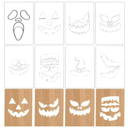 Halloween Stencil Set Halloween Pumpkin Face Stencils for Diy Crafts Wood Art Decor Reusable Acrylic for Carving for Woodworking