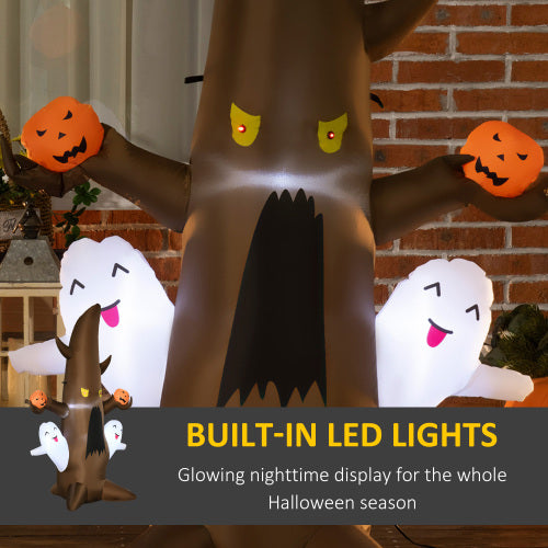 5 Halloween Inflatables Outdoor Decorations Ghost Tree With Pumpkins, Blow-Up LED Yard Decor
